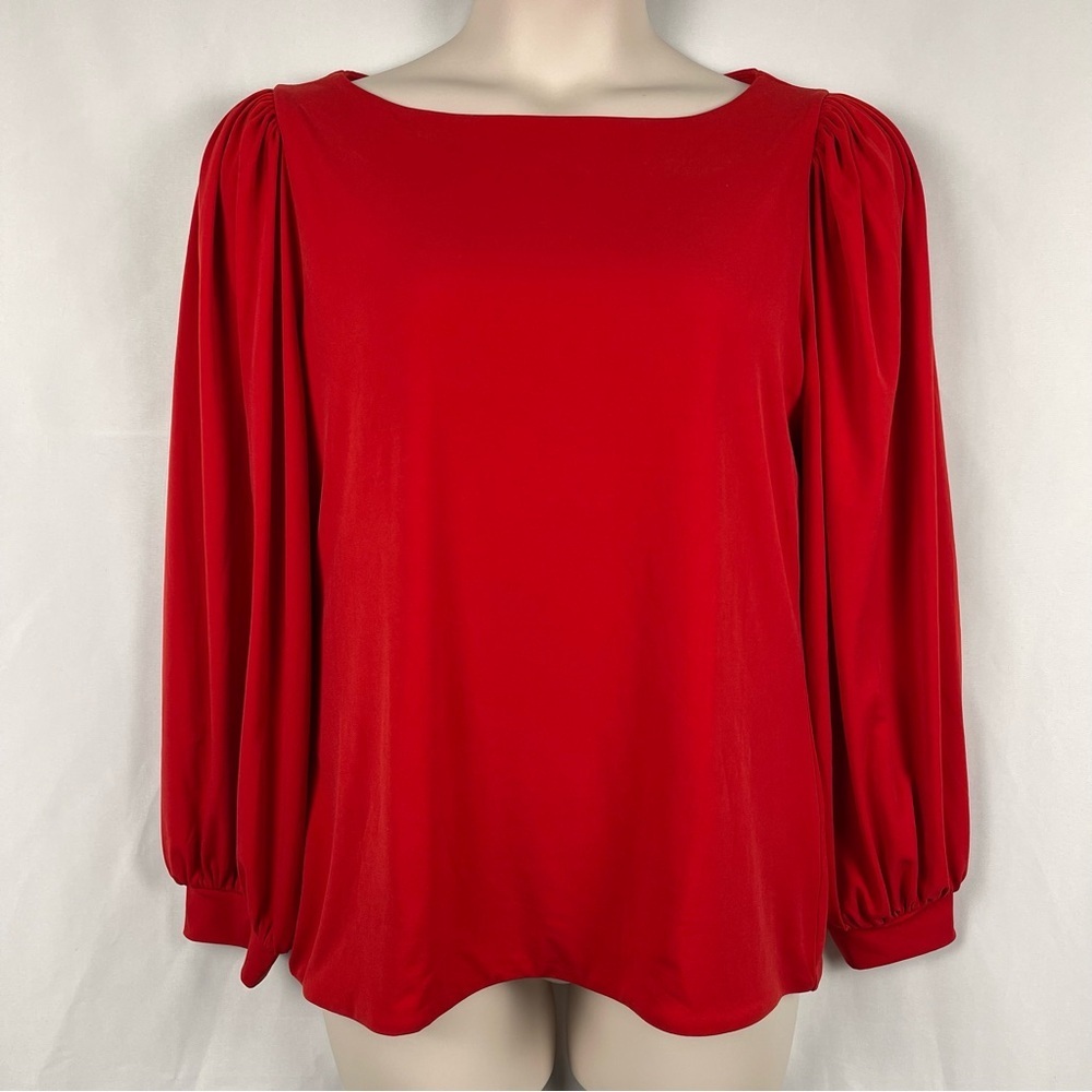 J Crew Bright Matte Red Puff Sleeve Boatneck Loose Fit Sweater NWT Plus Size XXL